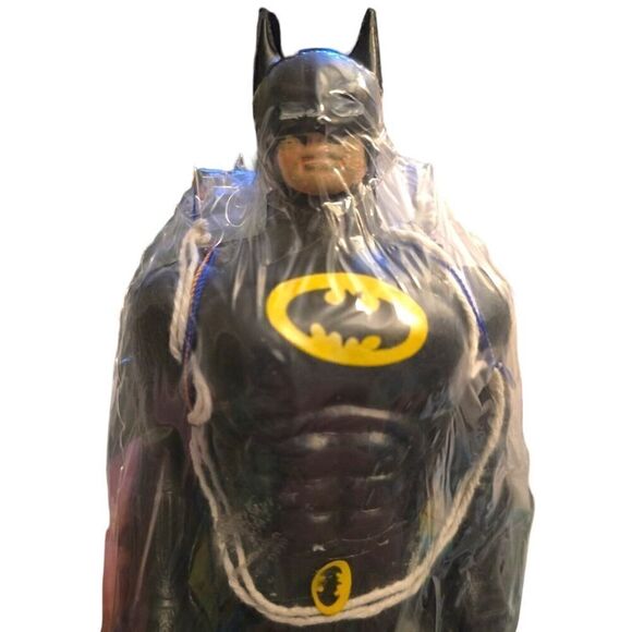Vintage Batman Plastic Parachute 12.5” Bootleg KO Figure Dark Knight Black - Picture 1 of 6